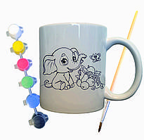 Набір для творчості кружка розмальовка Слоненя 330 мл біла