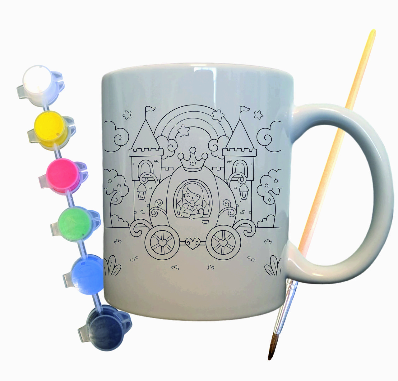 Набір для творчості кружка розмальовка "Замок Принцеси" 330 мл біла, фото 1