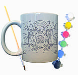 Набір для творчості кружка розмальовка "Замок Принцеси" 330 мл біла, фото 2