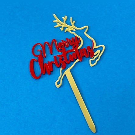 Топер Різдвяний олень з написом "Merry Christmas", фото 2