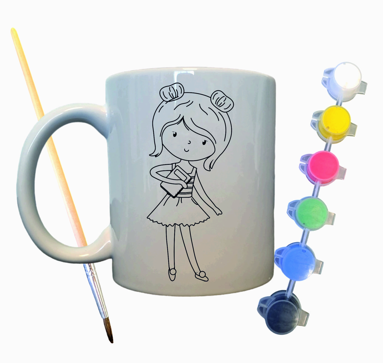Набір для творчості кружка розмальовка "Школярка" 330 мл біла, фото 1