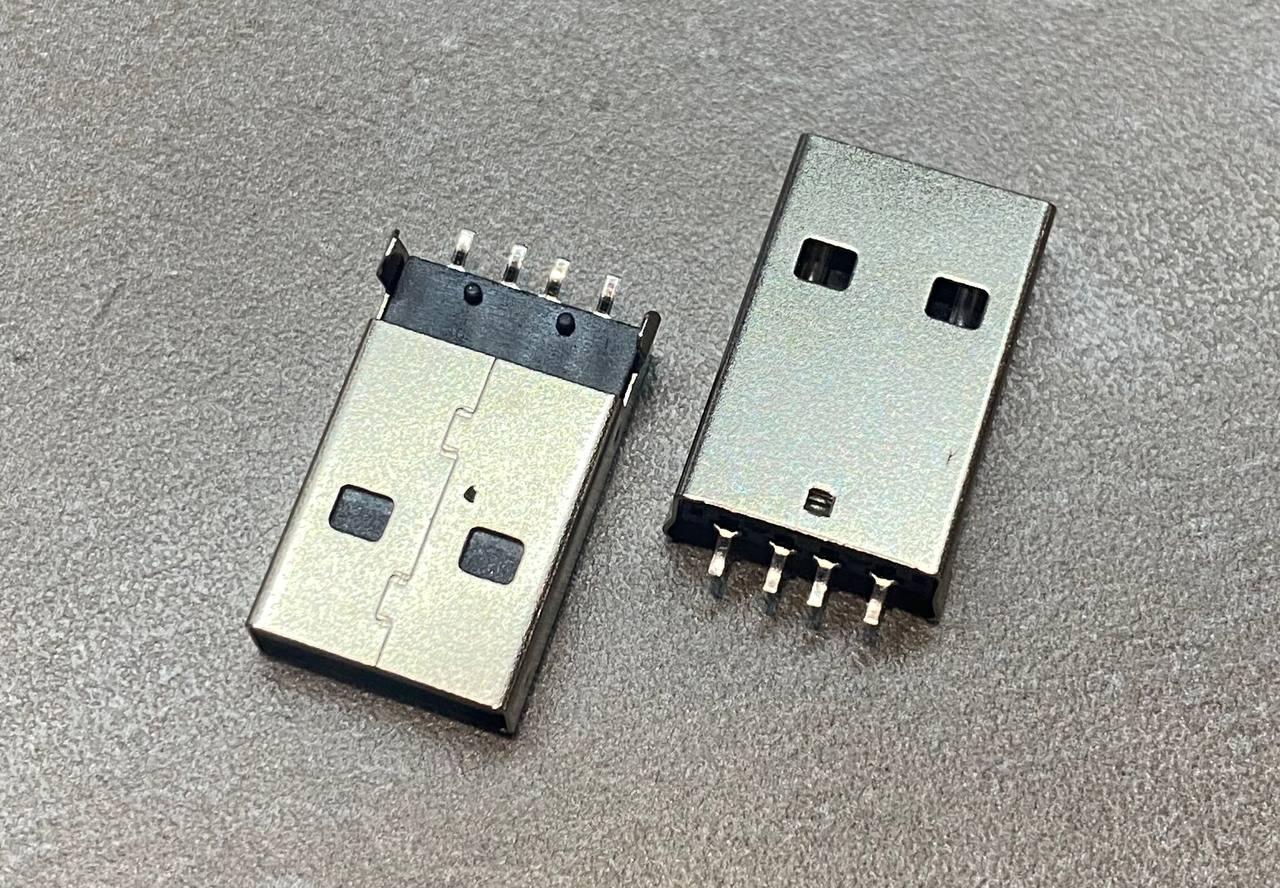 10 шт. Штекер монтажний USB 2.0 (AM) 4pin чорний, фото 1