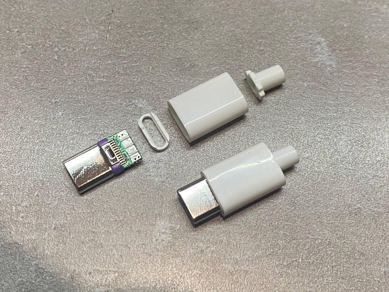 10 шт. Штекер під шнур USB-С 2.0 (СМ) 5А 4pin білий, фото 1