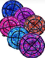 Тюбінг (варушка) 100 і 120 см, надувні санки дитячі для дівчинки Сніжинка, кораловий із камерою, крижаність пВХ