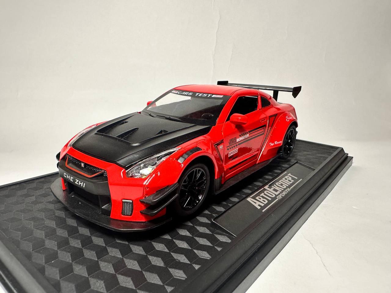 Машинка металева Nissan GT-R , "АвтоЕксперт" Ниссан ГТ-Р, червона, світло звук 21* 6 * 9 см, 1:24