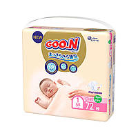 Підгузки GOO.N Premium Soft для новонароджених до 5 кг (1(NB), на липучках, унісекс, 72 шт.)
