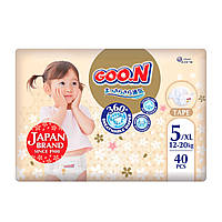 Підгузки GOO.N Premium Soft для дітей 12-20 кг (розмір 5 (XL), на липучках, унісекс, 40 шт.)