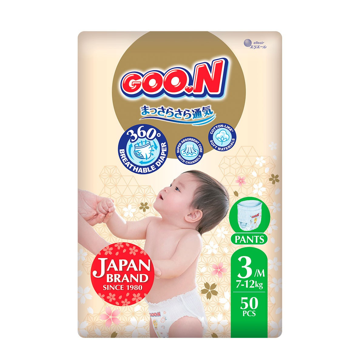 Трусики-підгузки GOO.N Premium Soft для дітей 7-12 кг (розмір 3(M), унісекс, 50 шт.)