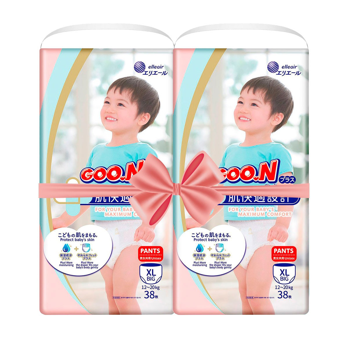 Трусики-підгузки GOO.N Plus для дітей 12-20 кг (розмір XL, унісекс, 76 шт.)