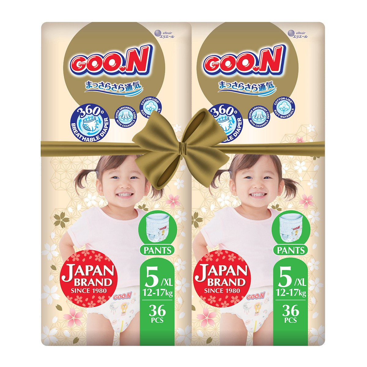 Трусики-підгузки GOO.N Premium Soft для дітей 12-17 kg (розмір 5(XL), унісекс, 72 шт.)