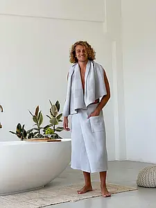 Банний набір для чоловіків (кілт+рушник), світло-сірий