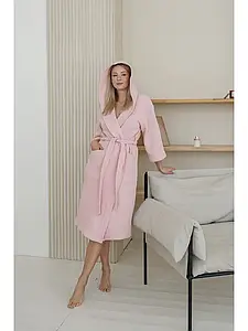 Халат Жіночий банний з капюшоном, рожевий