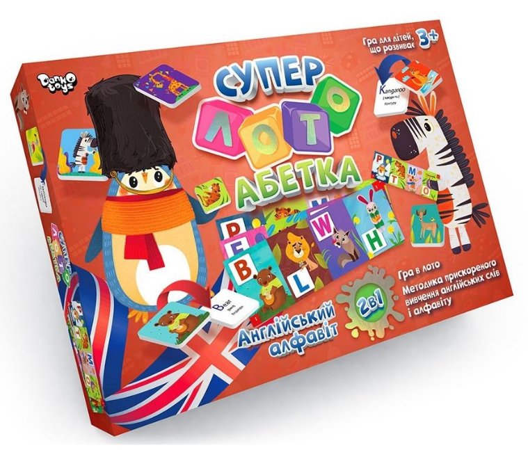 Настільна гра Супер-лото “Абетка” Англійський алфавіт СЛА-01UE (Danko Toys) (укр.)