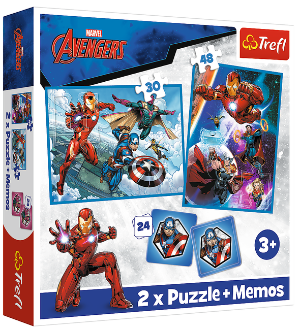 Пазли 2 в 1 + Мемо. Герої в дії. Марвел. Heroes in the action. Avengers 93333 (Trefl)