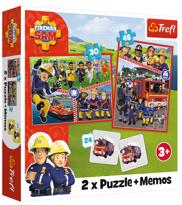 Пазли 2 в 1 + Мемо. Команда пожежника Сема. Fireman Sam's squad 93334 (Trefl)