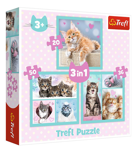 Пазли 3 в 1 Милі кошенята. Sweet animals (20,36,50 ел.) 34862 (Trefl)