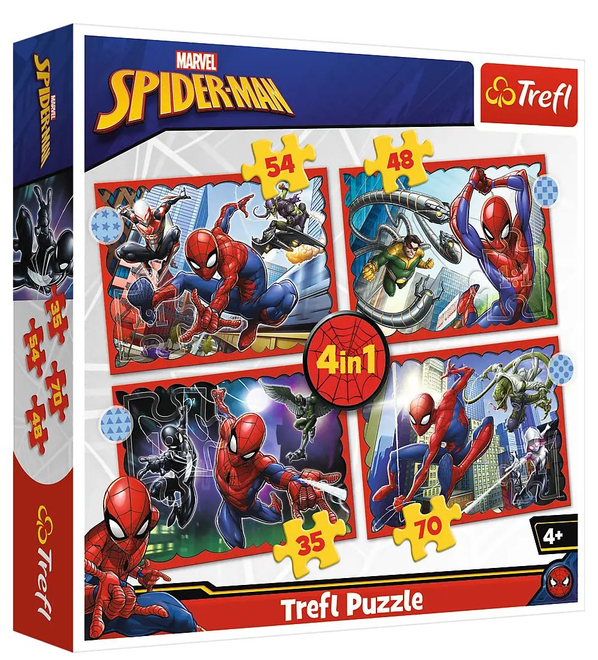 Пазли 4 в 1 Герой Спайдер-Мен. The heroic Spider-Man 34384 (Trefl)