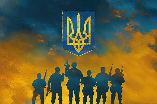 Прапор з гербом України Воїни світла синьо-жовтий, фото 1