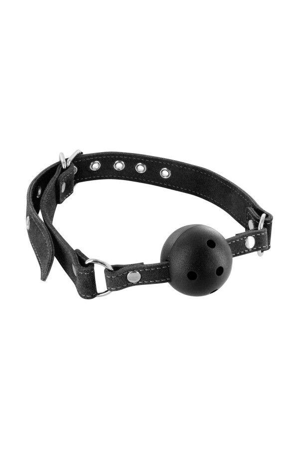 Кляп шарик Fetish Tentation Premium Leather gag with stiff ball, фото 1