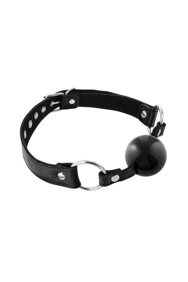 Кляп шарик Fetish Tentation Premium Leather gag with silicone ball Black, фото 1