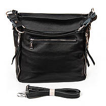 Сумка жіноча шкіряна на плече чорна подвійне відділення з перегородкою на блискавці класична Alex Rai 8779-9, фото 4