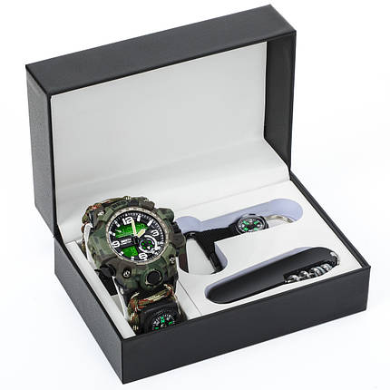 Besta Чоловічий водостійкий спортивний тактичний з компасом годинник Besta Box Military Set подарочный набор,, фото 1