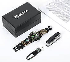 Besta Чоловічий водостійкий спортивний тактичний з компасом годинник Besta Box Military Set подарочный набор,, фото 2