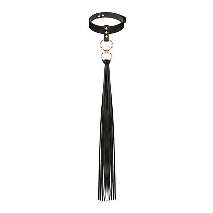 Нашийник із флоггером Rosy Gold — Collar with Flogger — Black, фото 1