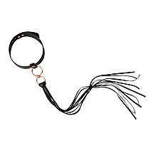 Нашийник із флоггером Rosy Gold — Collar with Flogger — Black, фото 3