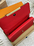 Жіночий гаманець Louis Vuitton коричневий + червоний великий подвійний Луї Віттон, фото 8