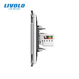 Розетка комп'ютерна RJ-45 і ТБ розетка Livolo білий скло (VL-C791VC-11), фото 3