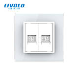 Розетка комп'ютерна подвійна RJ-45 Livolo білий скло (VL-C792C-11), фото 2