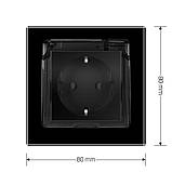 Електрична розетка вологозахисна з кришкою IP44 з заземленням, LIVOLO, чорна, скляна рамка, шторки, 250В 16А (VL-C7C1EUWF-12), фото 5