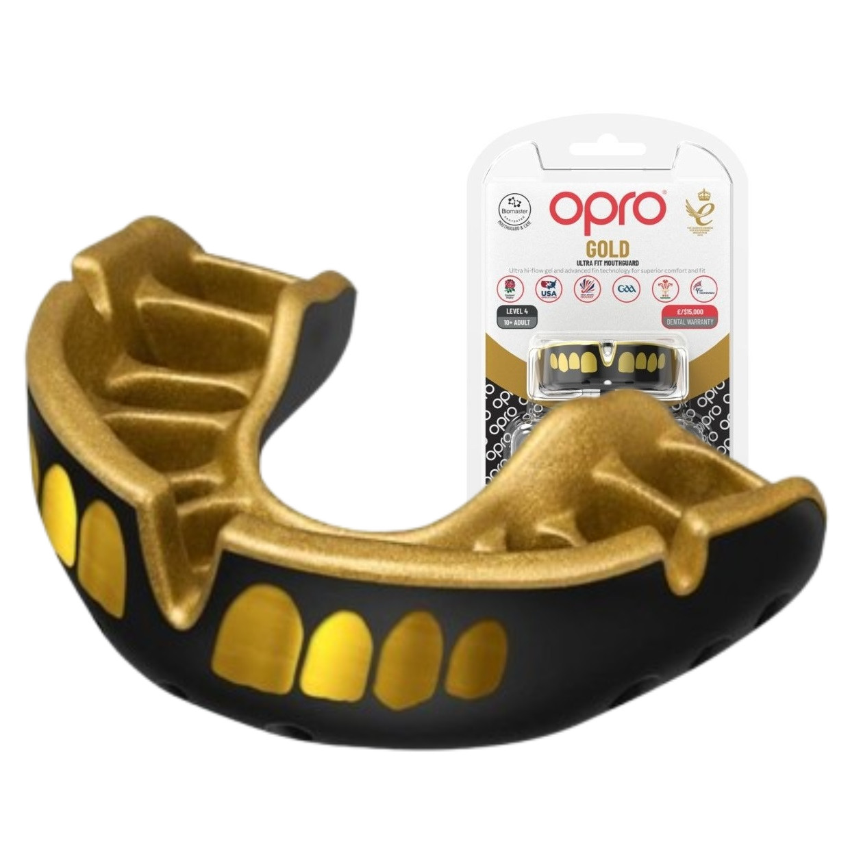Капа OPRO Gold доросла (вік 11+) Grillz Black/Gold (art.102504012), фото 1