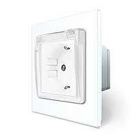 Електрична розетка вологозахисна з кришкою IP44 з заземленням, LIVOLO, чорна, скляна рамка, шторки, 250В 16А (VL-C7C1EUWF-12) Wenzhou Livolo Electric Co., Ltd., Білий