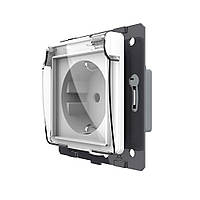 Вологозахищена розетка LIVOLO з кришкою, біла, IP44, 16А 230В, з заземленням та шторками, модуль (VL-FCTC16A/XW001-2WP)