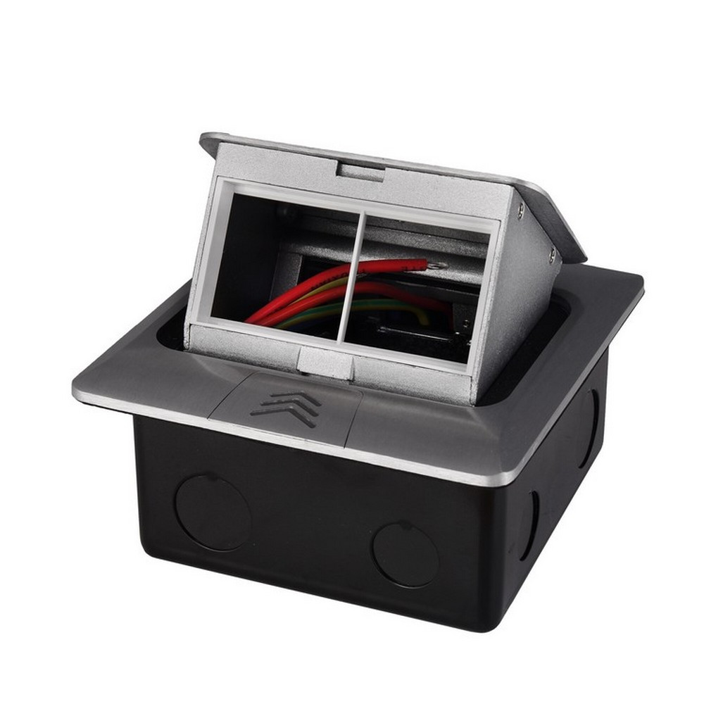 Розетковий люк підлоговий LIVOLO срібний, вбудований у підлогу, пустий корпус без розеток для наповнення будь-якими модулями, з, фото 1