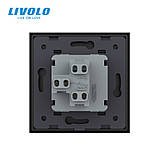 Кнопковий вимикач без фіксації Дзвінковий вимикач Імпульсний вимикач Livolo чорний скло (VL-C7FCMH-2BP), фото 4