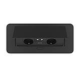 Меблева розетка потрійна LIVOLO чорна, вбудована у стільницю, з USB 10 Вт, універсальною розеткою 2-в-1, висувна, з заземленням,, фото 3