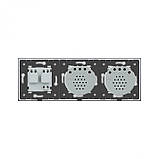 Безконтактний вимикач 2 сенсора (1-1) 1 розетка Livolo білий скло (VL-C701/C701/C7C1EU-PRO11), фото 4