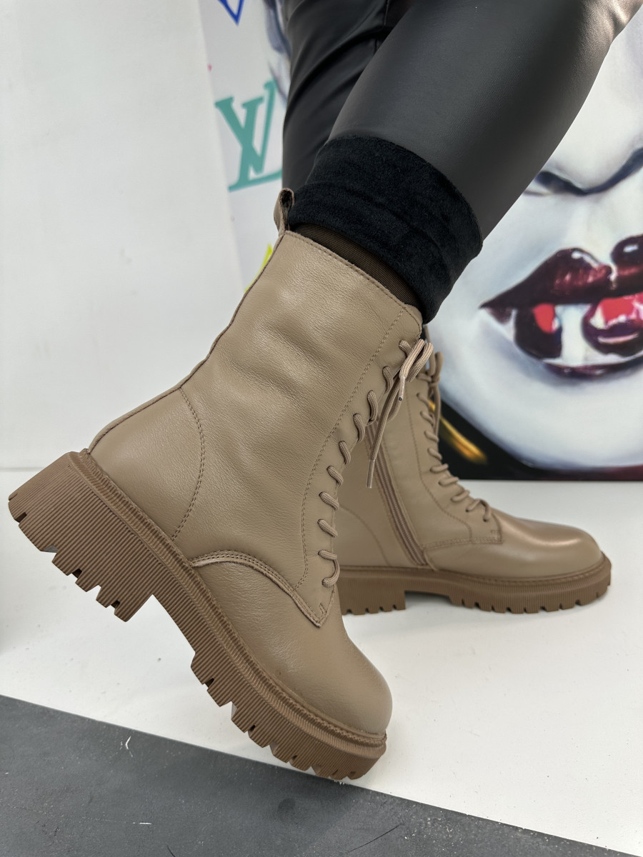 Черевики жіночі зимові MeegoComfort F2338018F-BEIGE бежеві на шнурівці 36