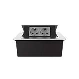 Меблева розетка подвійна LIVOLO чорна, вбудована у стільницю, для кухні/офісу/конференц-залу, висувна, з заземленням, плавне Wenzhou Livolo Electric Co., Ltd., 12, 12 мес., 70 мм, 155 мм, Із заземленням, Із захисними шторками, 2, Гвинтами, 3.5 кВт, 16 А,, фото 2