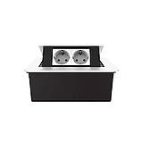 Меблева розетка подвійна LIVOLO чорна, вбудована у стільницю, для кухні/офісу/конференц-залу, висувна, з заземленням, плавне Wenzhou Livolo Electric Co., Ltd., 12, 12 мес., 70 мм, 155 мм, Із заземленням, Із захисними шторками, 2, Гвинтами, 3.5 кВт, 16 А,, фото 2