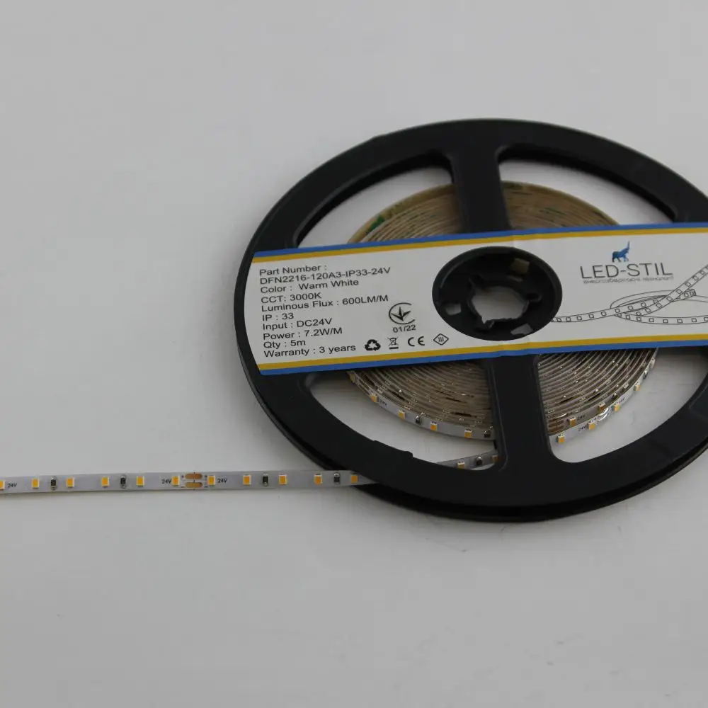 LED стрічка LED-STIL 3000K, 7,2 W, 2216, 120 шт, IP33, 24V, 580LM, фото 1