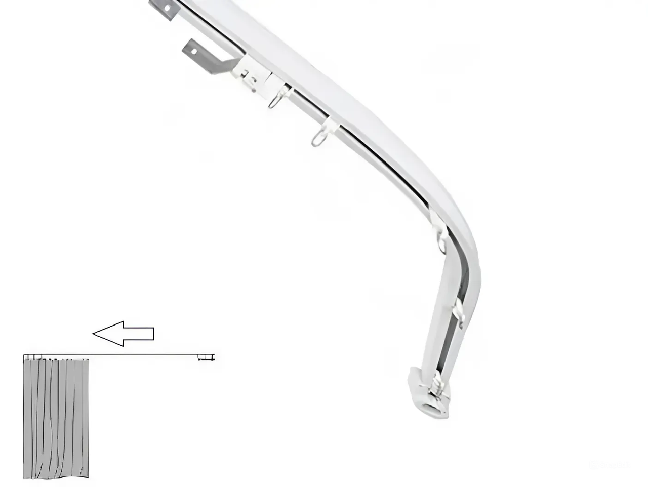 Електрокарниз для штор Wi-Fi з пультом, одностороннє відкривання, гнутий/арочний/радіусний/еркерний 0°–90°, LIVOLO (VL-SHQ011R1), фото 1