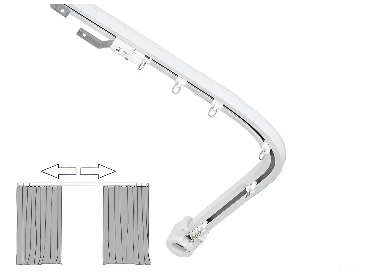Електрокарниз для штор LIVOLO з WiFi та пультом, кутовий 90° (VL-SHQ011C2), фото 1