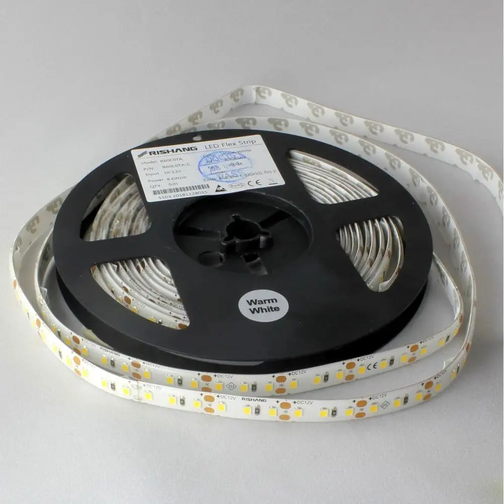 LED стрічка R60C0TA-C, 6000К, 8,6W, 2835, 120 шт, IP65, 12V, 635LM, фото 1