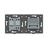 Розумний сенсорний EC вимикач 2 сенсора 1 розетка Livolo білий скло (VL-M7FC2Z2/FCTC16A-2WP), фото 4