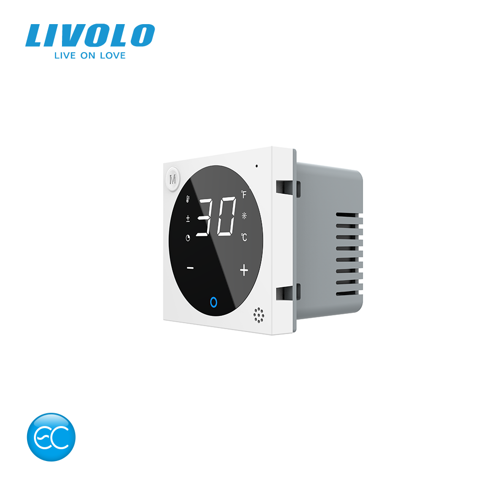 Розумний Wi-Fi терморегулятор (термостат) сенсорний програмований для водяної теплої підлоги LIVOLO, білий, модуль без рамки, фото 1