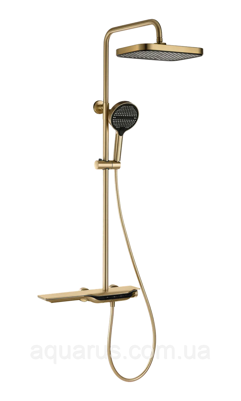 Душова колона з термостатичним змішувачем Mixxus Premium SPACE-009-J Brushed gold, 3 режими (MI6541)
